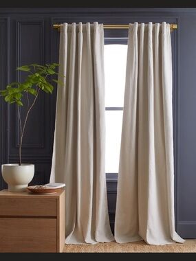 Quince Cotton Slub Room Darkening Curtain Panel- Cream